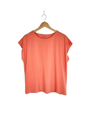 LOFT Top Cotton Blend Coral Peach Short-Sleeve  Tee Size L